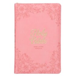 KJV Holy Bible, Standard Size Faux Leather Red Letter Edition - Thumb Index & Ribbon Marker, King James Version, Pink Floral Zipper Closure