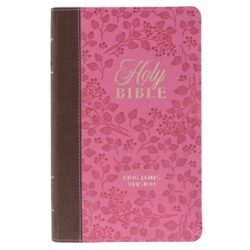 KJV Holy Bible, Giant Print Standard Size Faux Leather Red Letter Edition - Thumb Index & Ribbon Marker, King James Version, Brown/Pink Berry