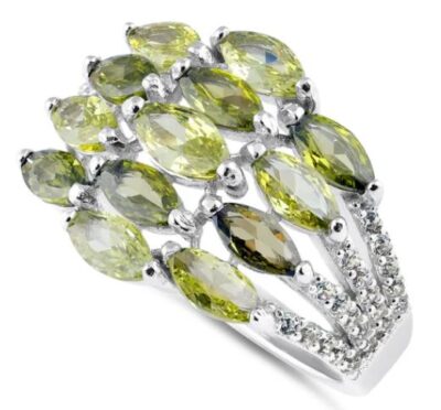 Marquise Light & Dark Peridot CZ Ring