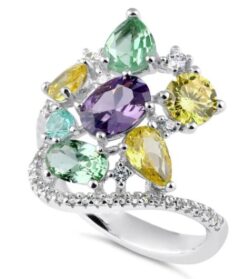 Extravagant Colorful Cluster CZ Ring