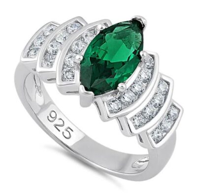 Marquise Cut Emerald CZ Ring