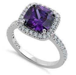 Cushion Cut Amethyst CZ Ring