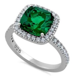Cushion Cut Emerald CZ Ring