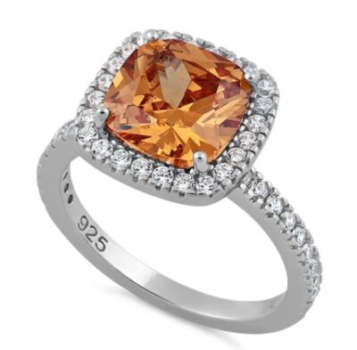 Cushion Cut Dark Champagne CZ Ring