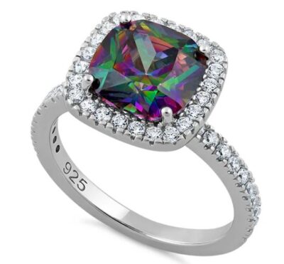 Cushion Cut Rainbow CZ ring