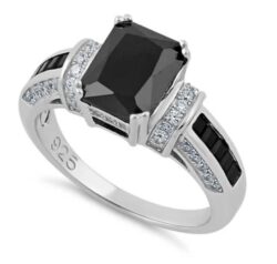 Black Emerald Cut CZ Ring