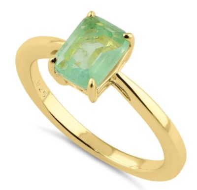 Gold Plated Light Green Crackle Effect CZ Ring