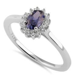 Blue Tanzanite Halo Ring
