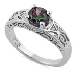Round Cut Rainbow CZ Ring
