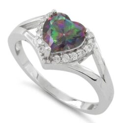 Heart Shape Rainbow CZ Ring