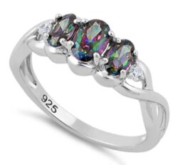 Triple Oval Rainbow CZ Ring