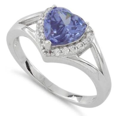 Heart Shape Tanzanite CZ Ring