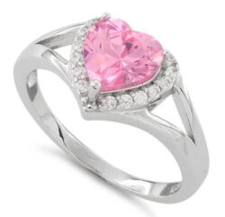 Heart Shape Pink CZ Ring