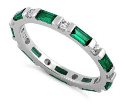 Emerald & Clear Eternity CZ Ring