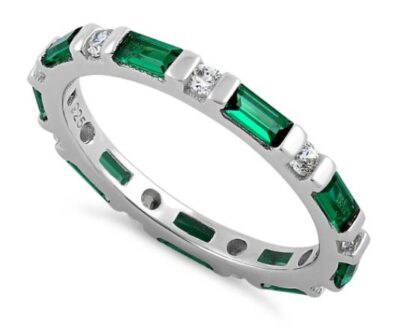 Emerald & Clear Eternity CZ Ring