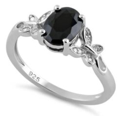 Double Butterfly Black CZ Ring
