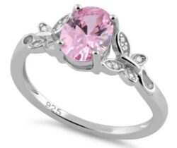 Double Butterfly Pink CZ Ring