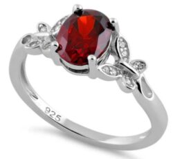 Double Butterfly Garnet CZ Ring