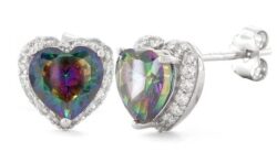 Heart Shape Rainbow CZ Earrings