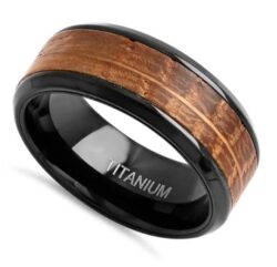 Titanium Black & Whisky Barrel Wood Band