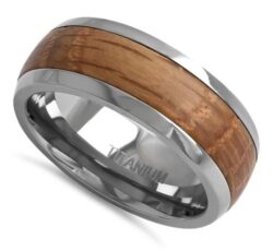 Titanium Whiskey Barrel Wood Band