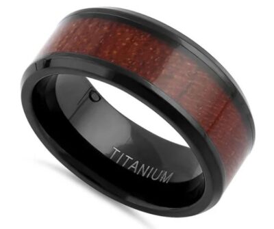 Titanium Black & Bubinga Wood Band