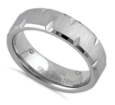 Brushed Diamond Edged Band
