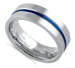 Satin Finish Blue Striped Band