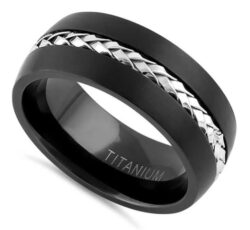 Titanium Black with Silver Steel Cable Band