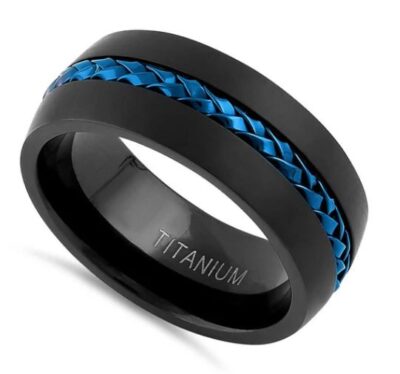Titanium Black with Blue Steel Cable Band