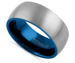 Titanium Silver & Blue Brushed Band