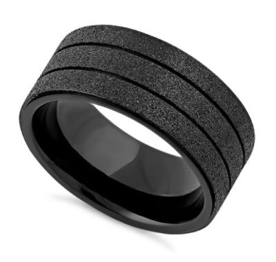 Black Double Groove Sandblast Finish Band