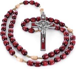 Sanctum Veritas Saint Benedict Rosary Necklace (Red)