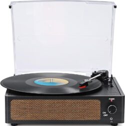 Vintage Vinyl Record Player w/Built-In Speakers (Black)