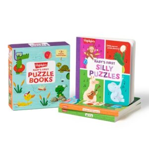 Baby's First Puzzle Books: Interactive Board Books for Babies and Toddlers, 3 Fun Activity Books with Foam Puzzle Pieces, Mazes, Silly Scenes for Play