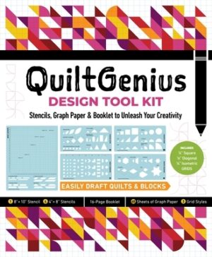 Quiltgenius Design Tool Kit: Stencils, Graph Paper & Booklet to Unleash Your Creativity; Easily Draft Quilts & Blocks; (1) 8 X 10 Stencil, (4) 4 X 8 S