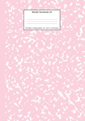 Marble Notebook A4: Pastel Pink College Ruled Journal