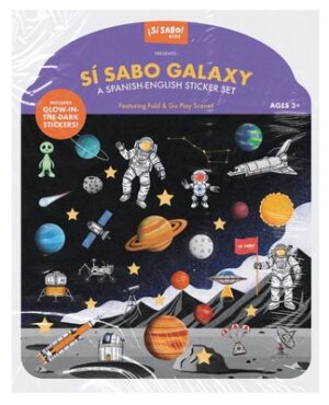 Space Sticker Book: Reusable Puffy Sticker Activity Book for Kids: With 30+ Glow-In-The-Dark Stickers, 2 Fold-Out Play & Go Scenes, and Travel Handles