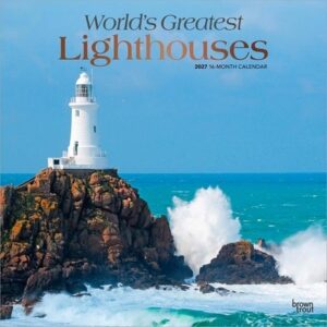 World's Greatest Lighthouses 2027 12 X 24 Inch (Hanging) Monthly Square Wall Calendar Foil Stamped Cover Plastic-Free