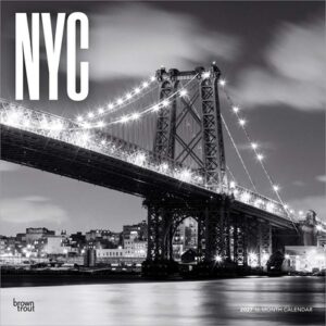 New York City Black & White 2027 12 X 24 Inch (Hanging) Monthly Square Wall Calendar Plastic-Free