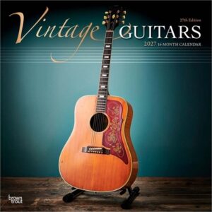Vintage Guitars 2027 12 X 24 Inch (Hanging) Monthly Square Wall Calendar Foil Stamped Cover Plastic-Free