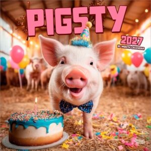Pigsty 2027 12 X 24 Inch (Hanging) Monthly Square Wall Calendar Plastic-Free Animal Crankers