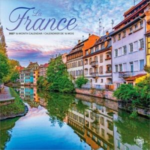 France 2027 12 X 24 Inch (Hanging) Monthly Square Wall Calendar Foil Stamped Cover English/French Bilingual Plastic-Free