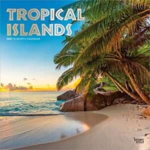 Tropical Islands 2027 12 X 24 Inch (Hanging) Monthly Square Wall Calendar Foil Stamped Cover Plastic-Free
