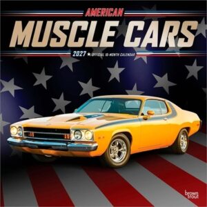 American Muscle Cars Official 2027 12 X 24 Inch (Hanging) Monthly Square Wall Calendar Foil Stamped Cover Plastic-Free
