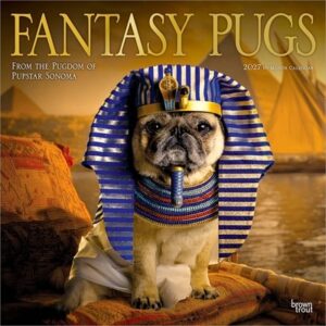 Fantasy Pugs Official 2027 12 X 24 Inch (Hanging) Monthly Square Wall Calendar Foil Stamped Cover Plastic-Free