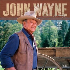 John Wayne Official 2027 12 X 24 Inch (Hanging) Monthly Square Wall Calendar Foil Stamped Cover Plastic-Free