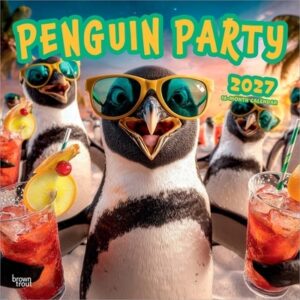 Penguin Party 2027 12 X 24 Inch (Hanging) Monthly Square Wall Calendar Plastic-Free Animal Crankers