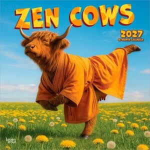 Zen Cows 2027 12 X 24 Inch (Hanging) Monthly Square Wall Calendar Plastic-Free Animal Crankers