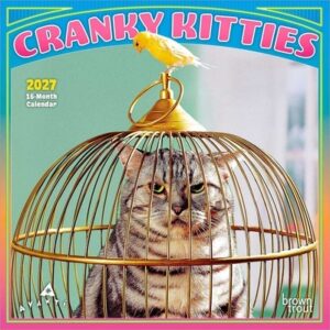 Avanti Cranky Kitties Official 2027 7 X 14 Inch (Hanging) Monthly Mini Wall Calendar